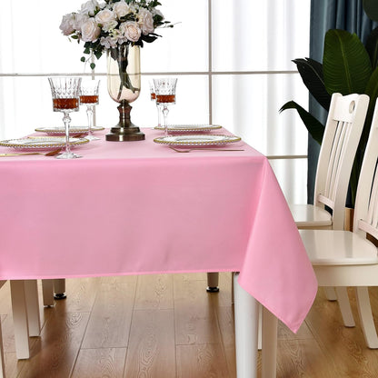 Pink Square Tablecloth Waterproof Stain Resistant Wrinkle Free Table Cloth 210GSM Polyester Wipeable Table Cover for Party, Banquet, Indoor and Outdoor use - Rectangle/Rectangular, 60 x 60 inch