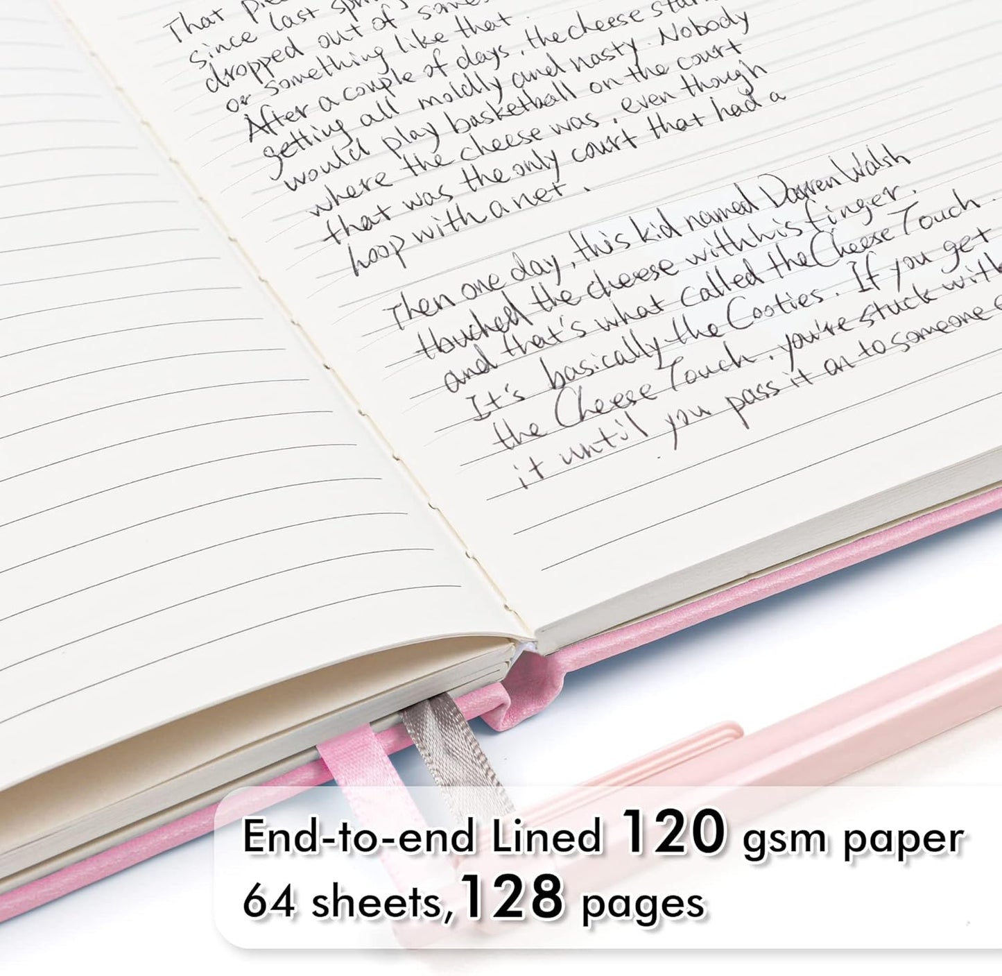 feela 3 Pack Notebooks Journals Bulk, Hardcover Notebook Classic Ruled Lined Journals with Pen Holder for Women Girls School Business Supplies, with 3 Black Pens, 120 GSM, 5.1”x8.3”, A5, Rose Pink
