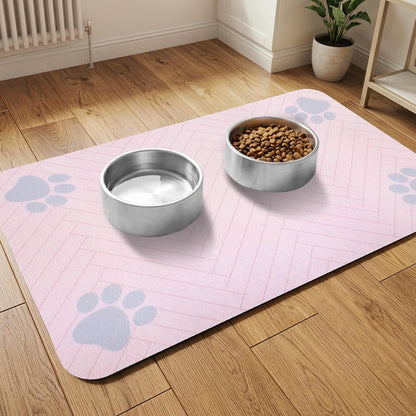 Pet Feeding Mat-Absorbent Dog Feeding Mat for Food and Water Bowl,No Stains Pet Placemat,Quick Drying Water Dispenser Mat for Dog and Cat,Easy to Clean Dog Accessories(S,Pink)