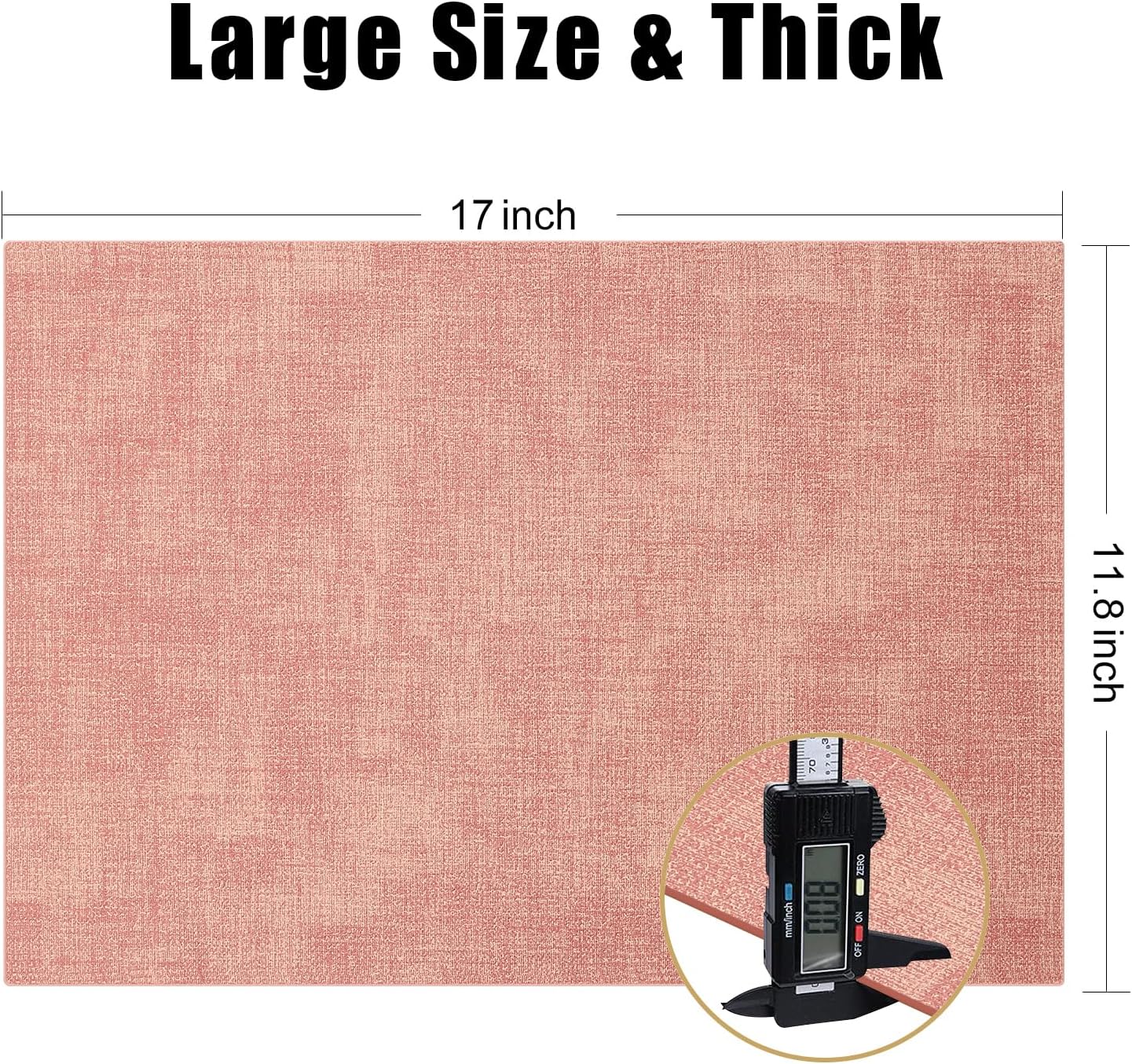 Homaxy Faux Leather Heat Resistant Placemats for Dining Table Set of 6, Waterproof Wipeable Washable PU Table Mats, Easy to Clean Anti-Slip Place Mats, 11.8" x 17", Pink