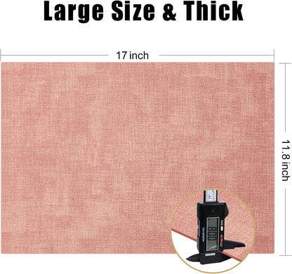 Homaxy Faux Leather Heat Resistant Placemats for Dining Table Set of 6, Waterproof Wipeable Washable PU Table Mats, Easy to Clean Anti-Slip Place Mats, 11.8" x 17", Pink