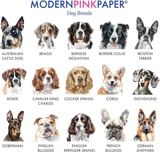 Modern Pink Paper Corgi Notecards and Envelopes, FLAT Dog Stationery Card Watercolor, Custom Corgi Gift for Pet Lovers, Personalized Note Cards with Dogs, Your Choice of Colors and Quantity