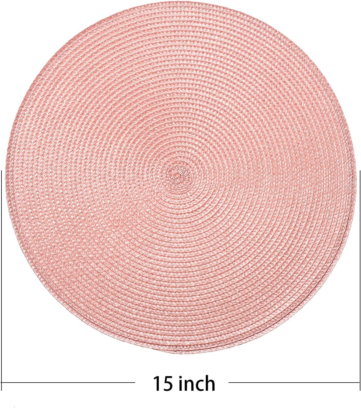 AHHFSMEI Round Placemats Set of 4 Heat Resistant Washable Non-Slip Woven Braided Table Mats for Dining Table Kitchen & Home Decor (Pink,4)