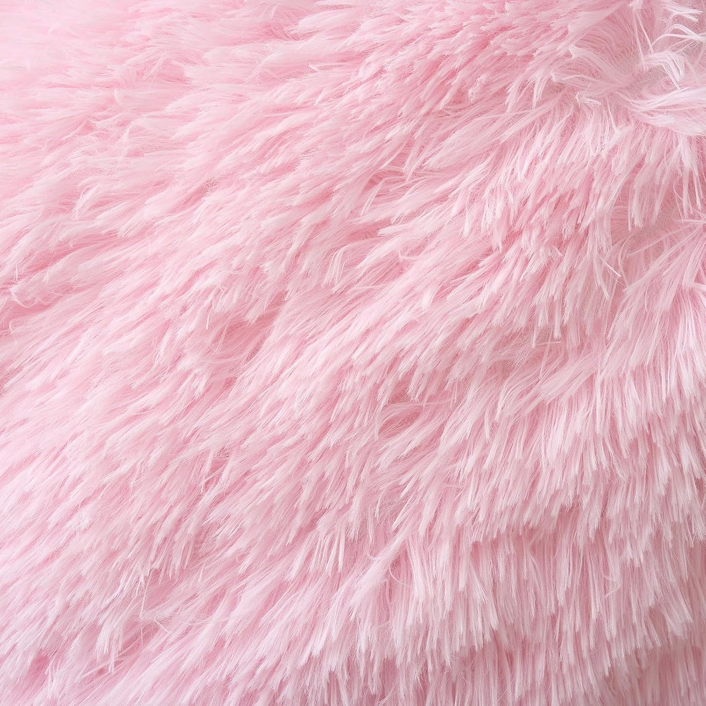 ANRODUO Pack of 2 Baby Pink Throw Pillow Covers Luxury Fluffy Pillows Faux Fur Decorative Pillows Plush Cushion Case Fuzzy Mongolian Merin Style for Bed Couch Sofa Living Room Summer Decor 16x16 Inch