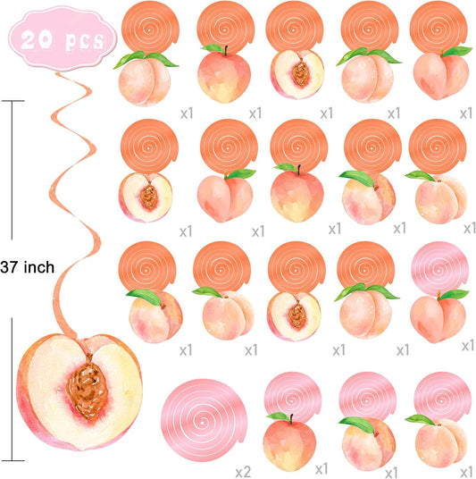 Peach Party Hanging Swirls Peach Birthday Party Supplies 20PCS Sweet Peaches Hanging Ceiling Streamers Sweet As a Peach Party Decorations for Little Peach Baby Shower Wedding Decor