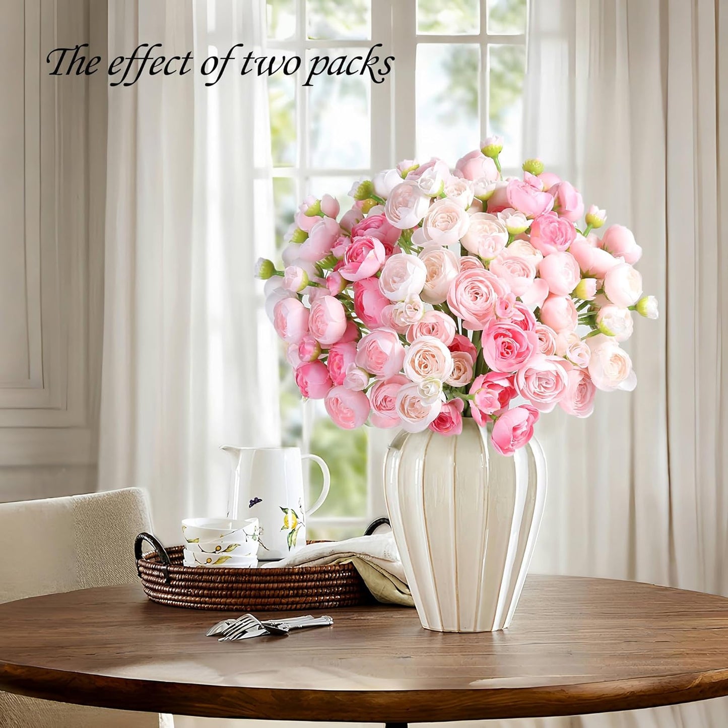 Ranunculus Artificial Flower Pink Faux Silk Mini Peony Flowers Fake Peonies Wedding Flowers DIY Bouquet for Centerpieces Arrangements Bridal Shower Decorations 15 Pcs