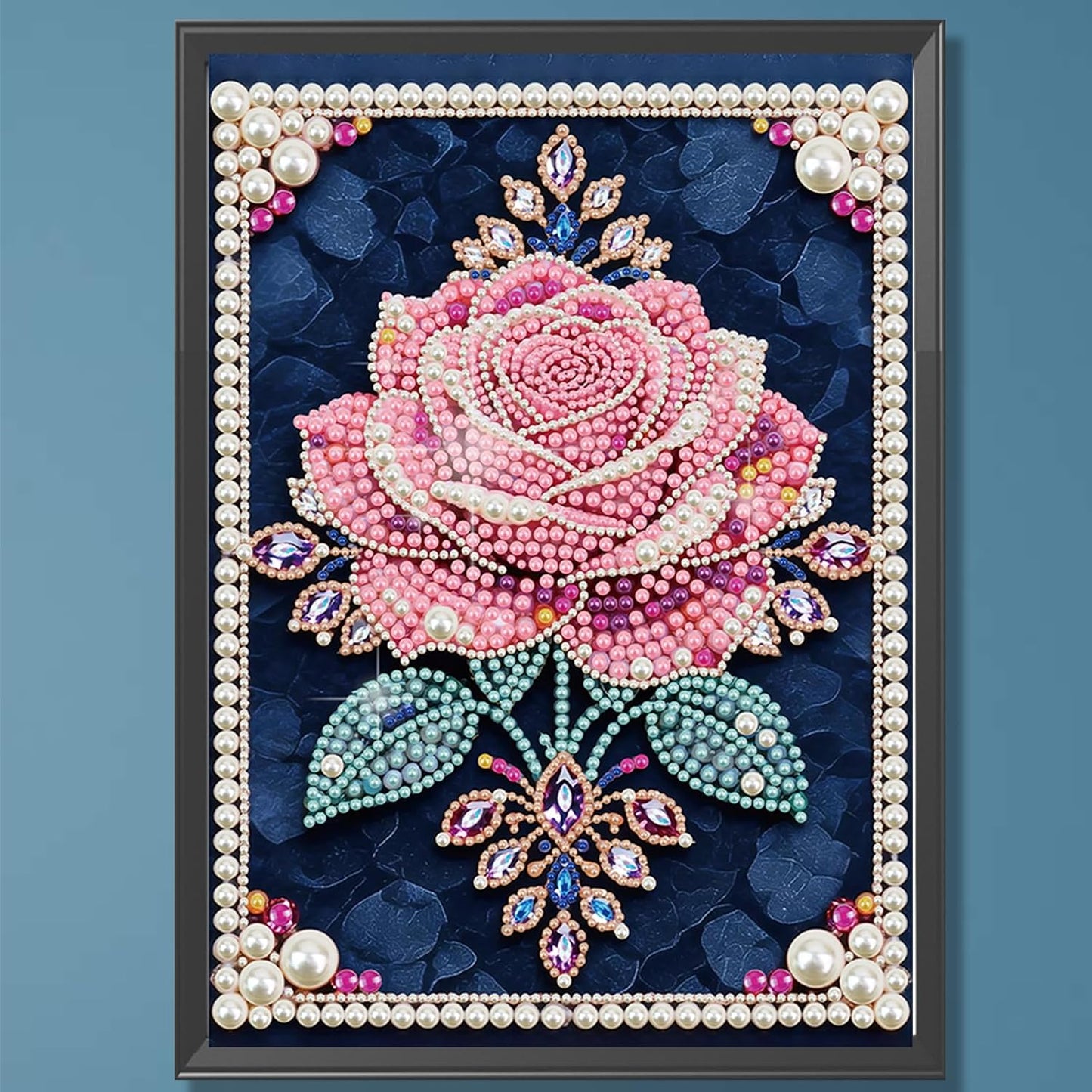 LAKEQUILL Pink Roses Special Shaped 5D DIY Partial Drill Pearl Dots Gem Art Kits 11.81x15.74inch Pearl Paintings Gem Art for Adults Beginners Home Decor (Pink Roses)