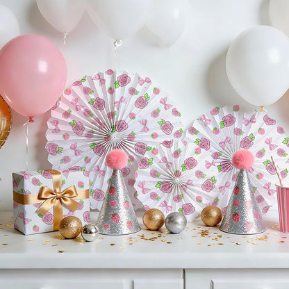 60 Sheets Gift Wrapping Tissue Paper Bulk, Pink Rose Bow Tissue Paper for Gift Bags, Decorative Art Papers for DIY Crafts Valentines Day Wedding Baby Showers Party Decor, 20x14 Inches