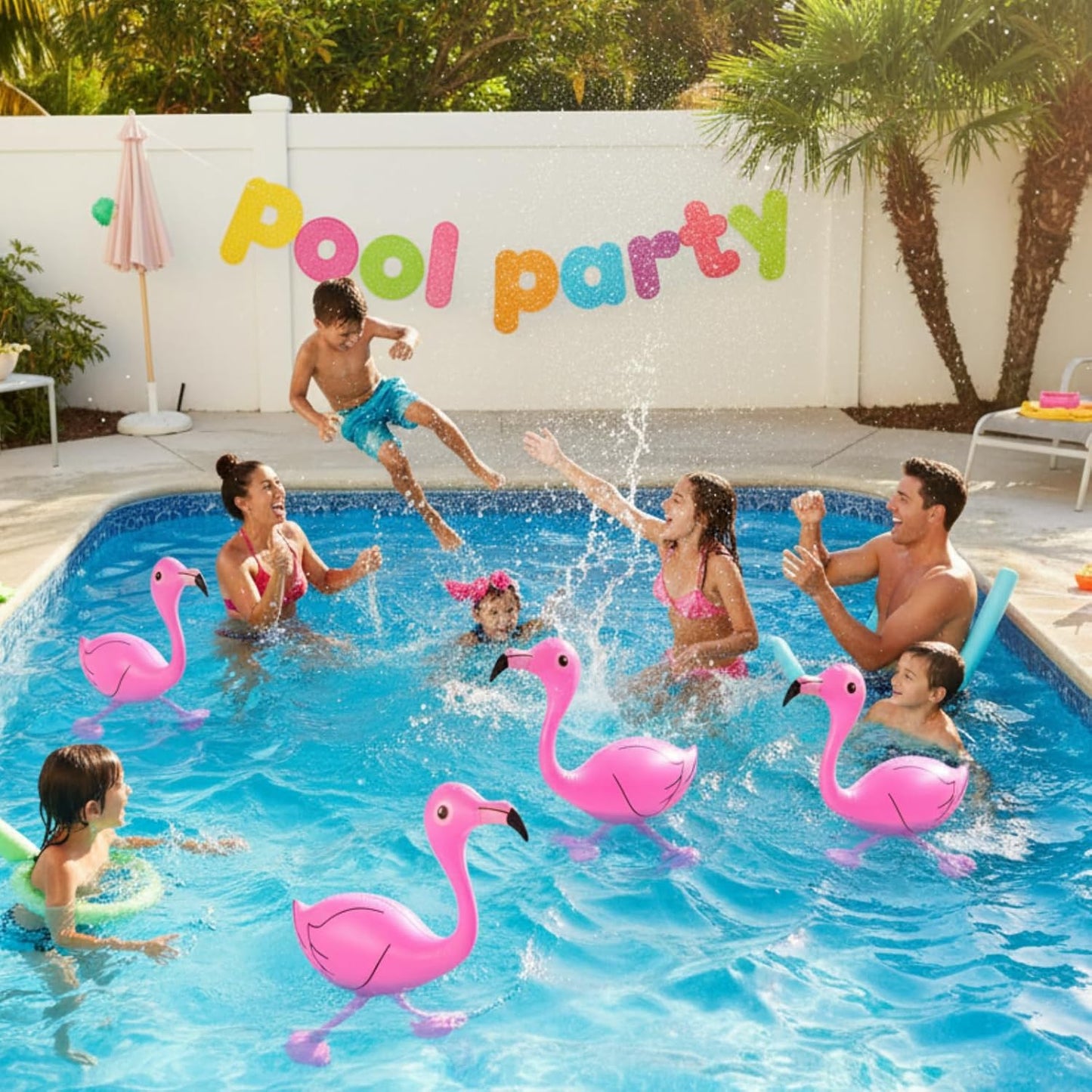 Yaomiao 6 Pieces Flamingo Pool Party Decorations, 22'' Inflatable Pink Flamingos Props Toys for Tropical Hawaiian Luau Birthday, Bachelorette Summer Beach Pool Decor, Yard Lawn Party Supplies