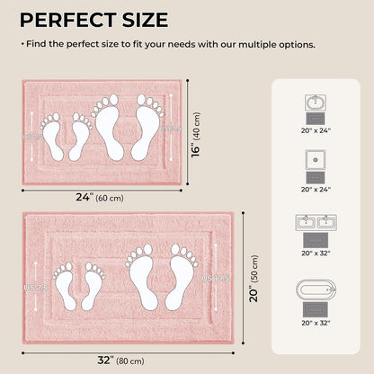 GRANNY SAYS Bathroom Rugs Sets 2 Piece,Soft Bath Mats for Bathroom, Bath Rugs Non Slip Washable, Absorbent Bath Rug for Tub, Shower & Toilet, Bath Mat Set, Pink 20" x 32" + 16" x 24"