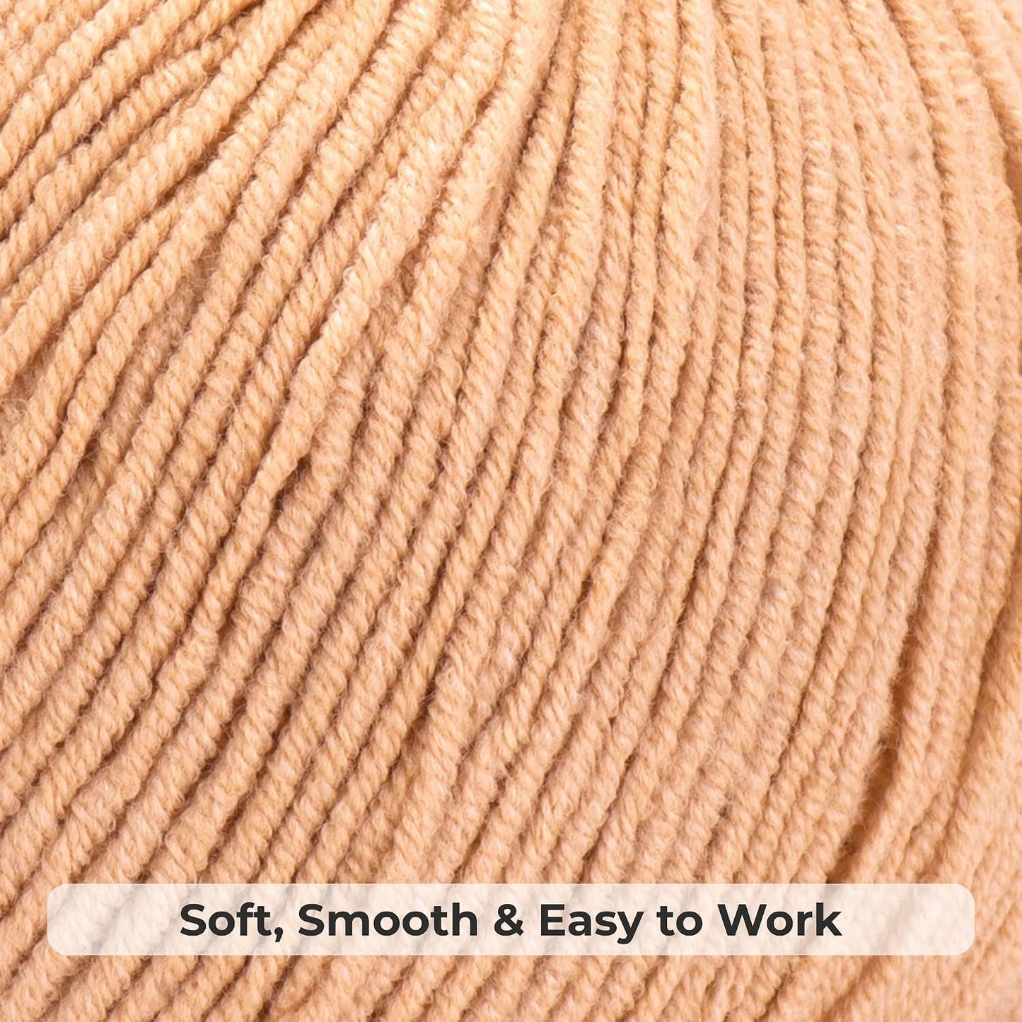 PureTouch Cotton Blend Yarn, Soft & Durable Crochet Yarn for Knitting & Amigurumi, 174 Yards, 50g, 55% Cotton 45% Acrylic (Peach Beige, 2 SKEINS)