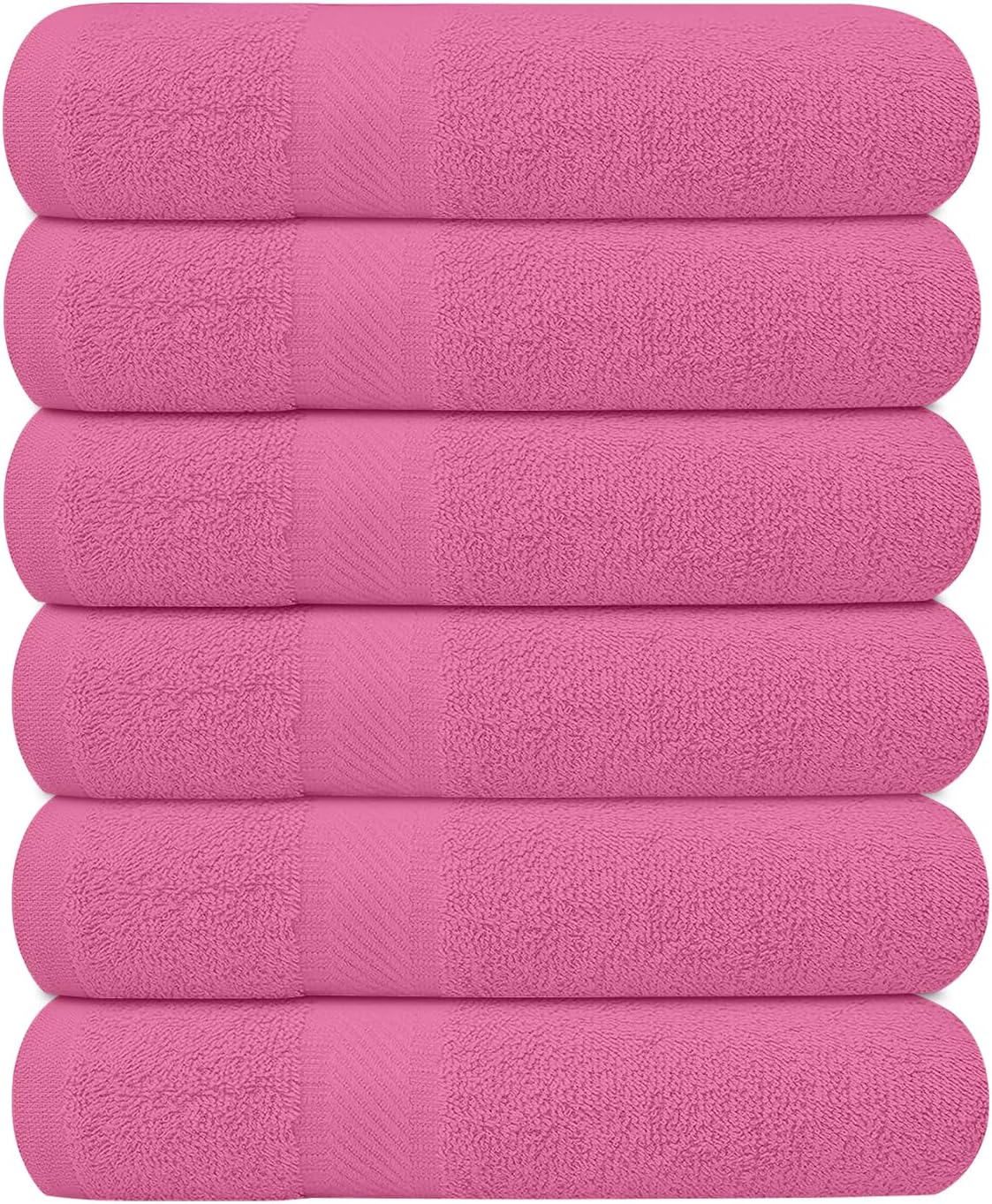 KAHAF COLLECTION 6 Pack Bath Towels Set (27 x 54 Inches) 100% Ring Spun Cotton, Lightweight, Quick Dry, Highly Absorbent Towels (Pink, (27x54) Inches)