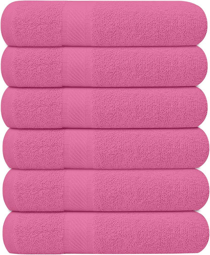 KAHAF COLLECTION 6 Pack Bath Towels Set (27 x 54 Inches) 100% Ring Spun Cotton, Lightweight, Quick Dry, Highly Absorbent Towels (Pink, (27x54) Inches)