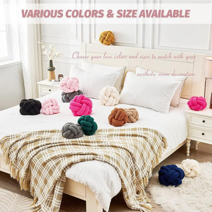 Uvvyui Knot Pillow Ball, Soft Pink Home Decor Knotted Pillows, Handmade Round Plush Throw Pillow, Aesthetic & Cute Large Decorative Pillows for Bed, Floor, Couch, Bedroom Home Decor 8 inches