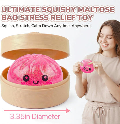 1PCS Dumpling Glitter Stress Ball, Cute Squishy Toys for Kids – 3.94" Squishy Stress Sugar Balls for Adults, Squeeze Sensory Toys (Two Pink Styles; one Will be Selected at Random).