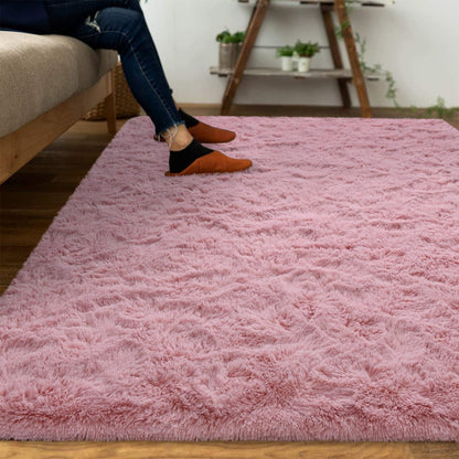DweIke Fluffy Blush Pink Rugs for Bedroom Living Room, 3x5 Feet Soft Plush Shaggy Rose Coral Pinkish Girls Kids Rug, Non-Slip and Machine Washable Carpet for Dorm Nursery Classroom Decor