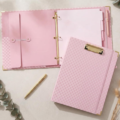 Aesthetic Clipboard Binder with Dividers - Organized 3 Ring Binder and Clipboard Folder for Work - Sturdy Planner Folio for Streamlined School Projects, Notes and Daily Office Productivity