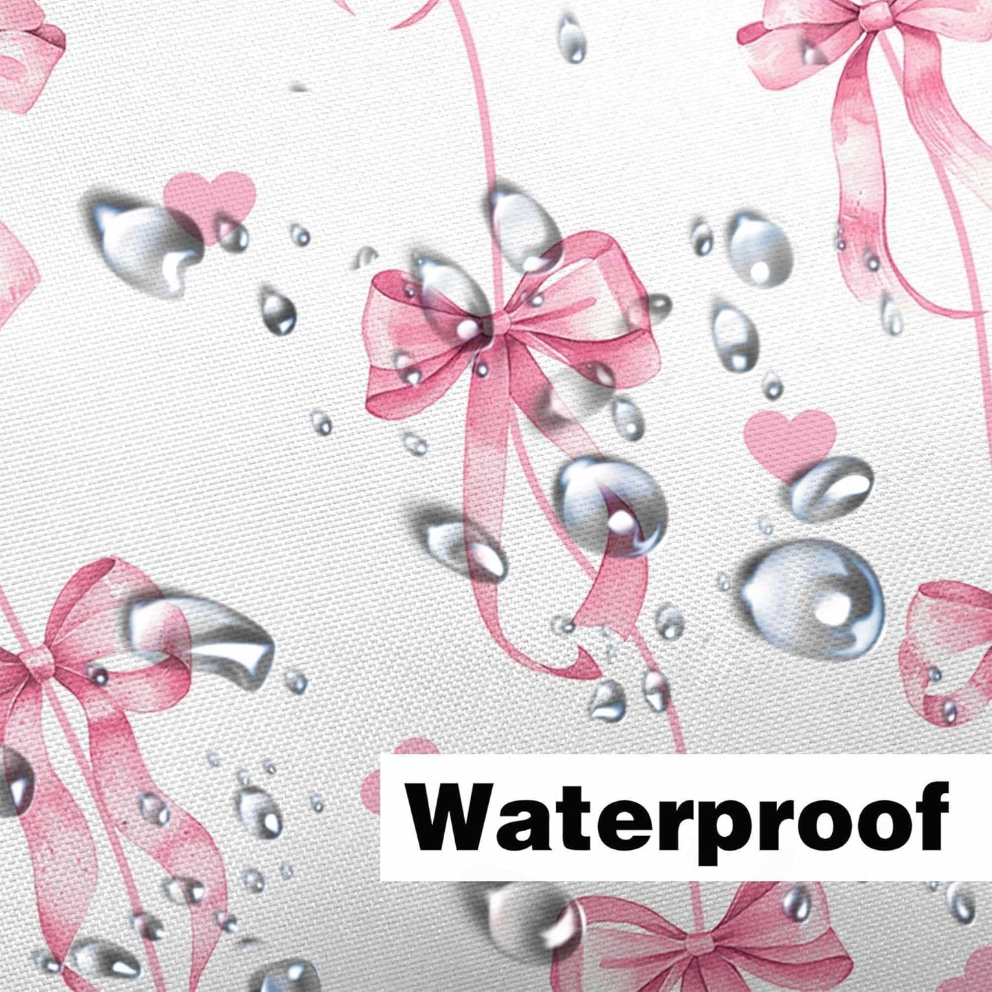Pink Bow Shower Curtain, Cute Aesthetic Bowknot for Teens Girls Aabstract Shower Curtain Set, Princess Style Girly Fairy Tale Theme Bath Curtain Decor with Hooks, 72X72IN