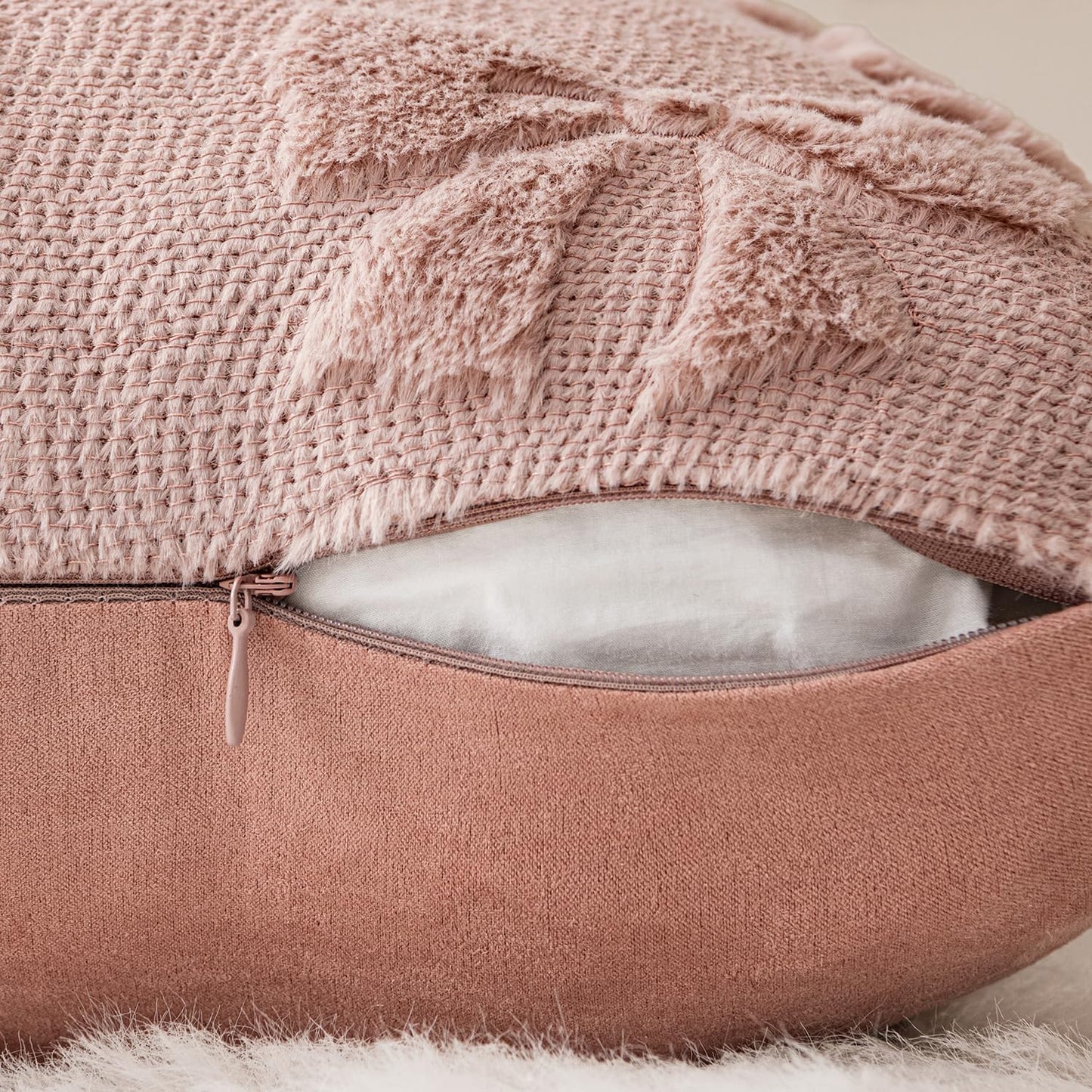 MIULEE Blush Pink Bow Pillow Covers Coquette Room Decor Aesthetic Set of 2 Spring Decorative Cute Girl Soft Plush Faux Pillowcase for Preppy Room Decor Bedroom Couch,18x18 Inch