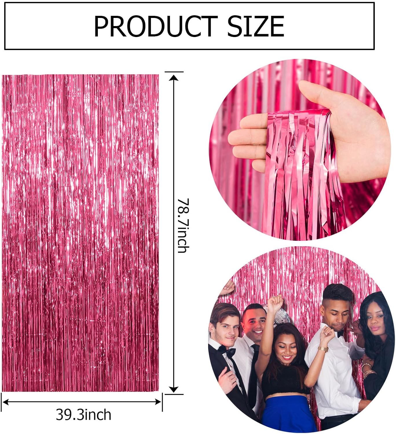 2 Pack Pink Backdrop Party Decorations Tinsel Curtain Party Backdrop Foil Fringe Birthday Decorations Photo Booth Streamer Backdrop Pink Theme Bachelorette Graduation Decor