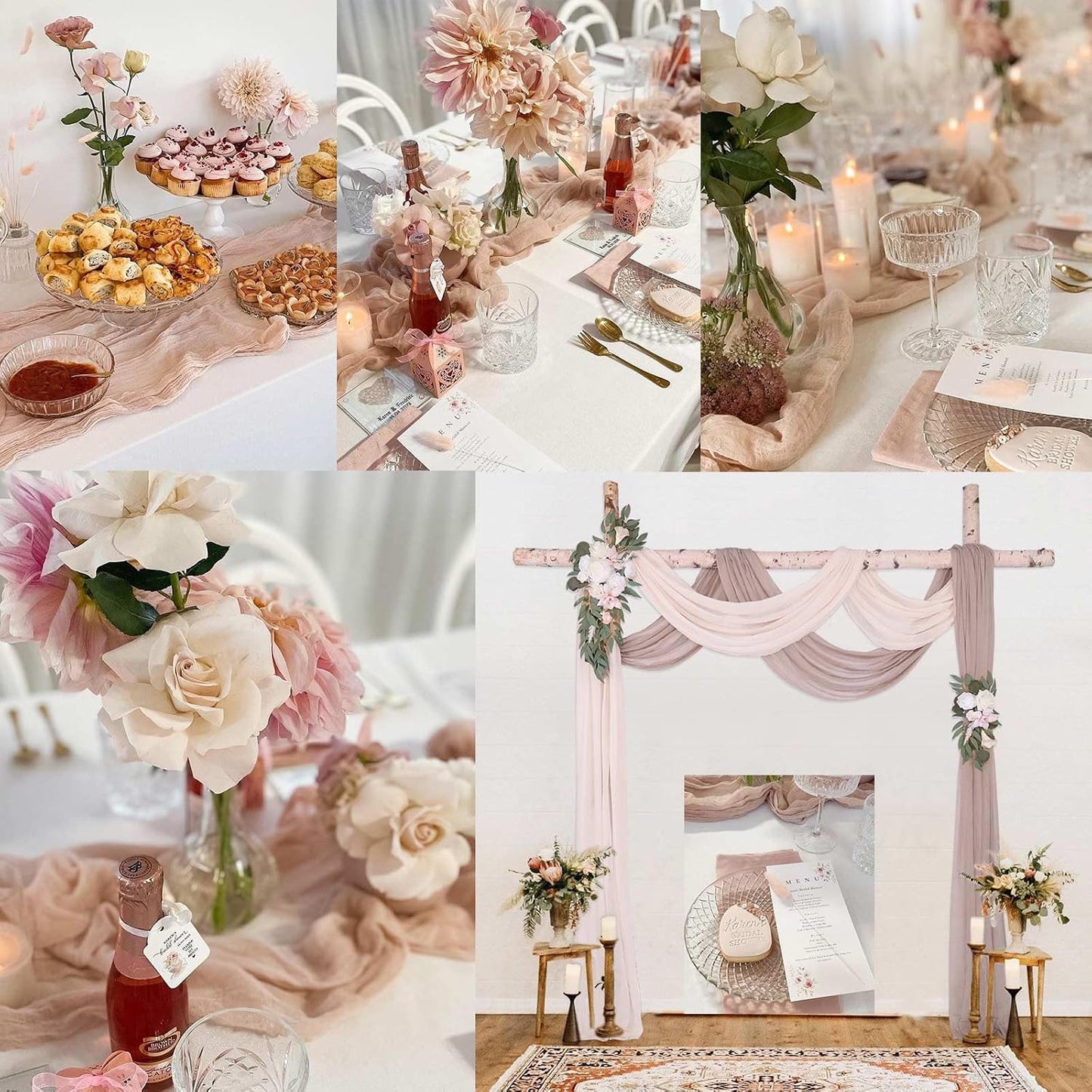 13ft Peach Cheesecloth Table Runner for Wedding Baby Bridal Shower Party 35x157 Inches Boho Gauze Cheese Cloth Table Runner Spring Summer Home Decorations