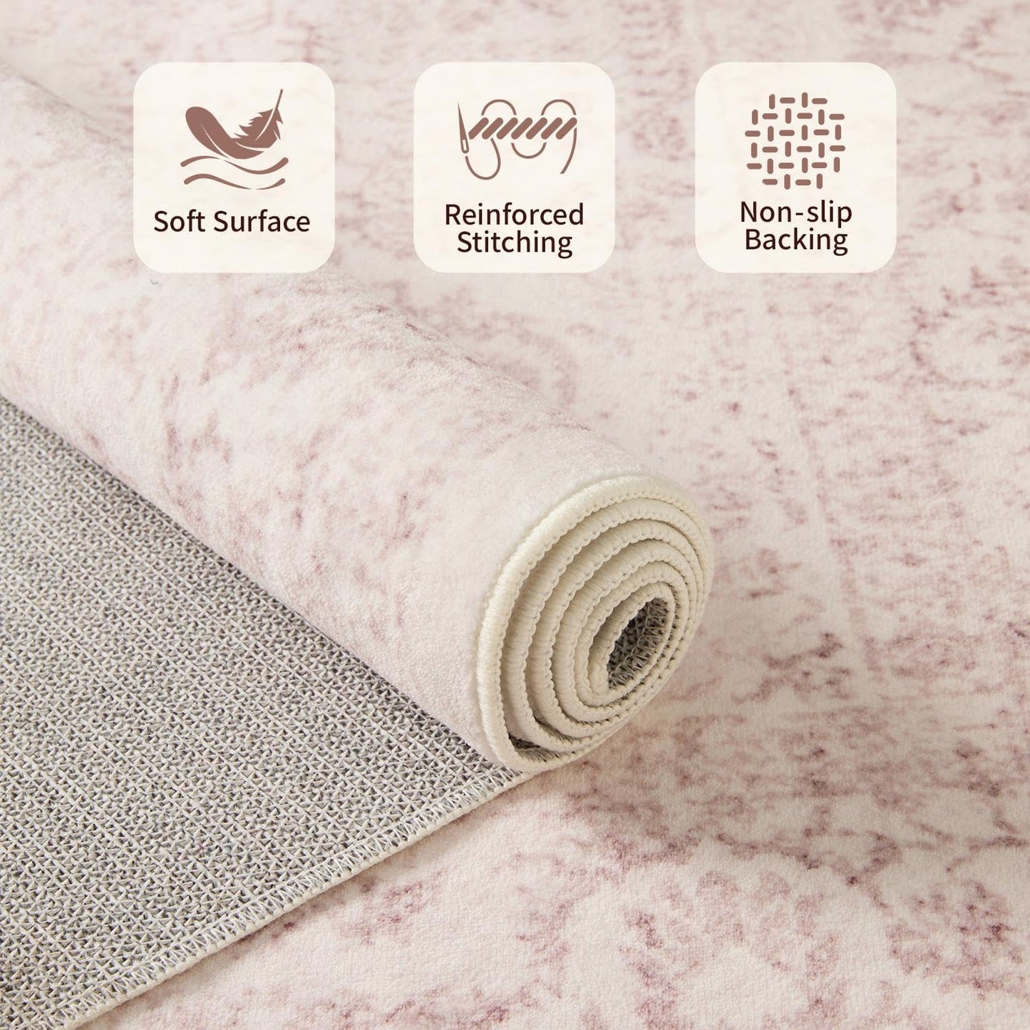 Rugxara 2x3 Door Mat Indoor Entrance, Washable Non Slip Kitchen Bathroom Rugs, Ultra-Thin Throw Small Rug for Front Door/Indoor Entrances, Pink