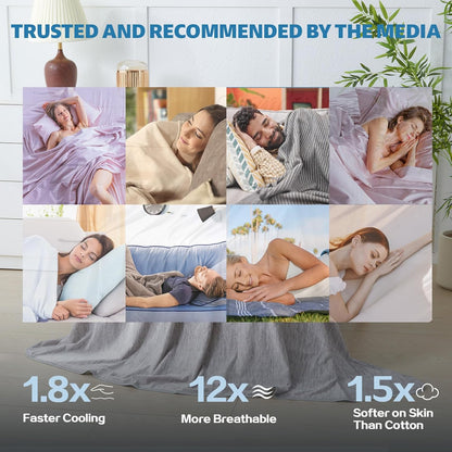 Cooling Blanket Throw Size, 50"x70" Cooling Blankets for Hot Sleepers, Cold Blanket Thin Lightweight Breathable Soft for Couch Bed, Lightweight Blanket Keep Cool for Night Sweats