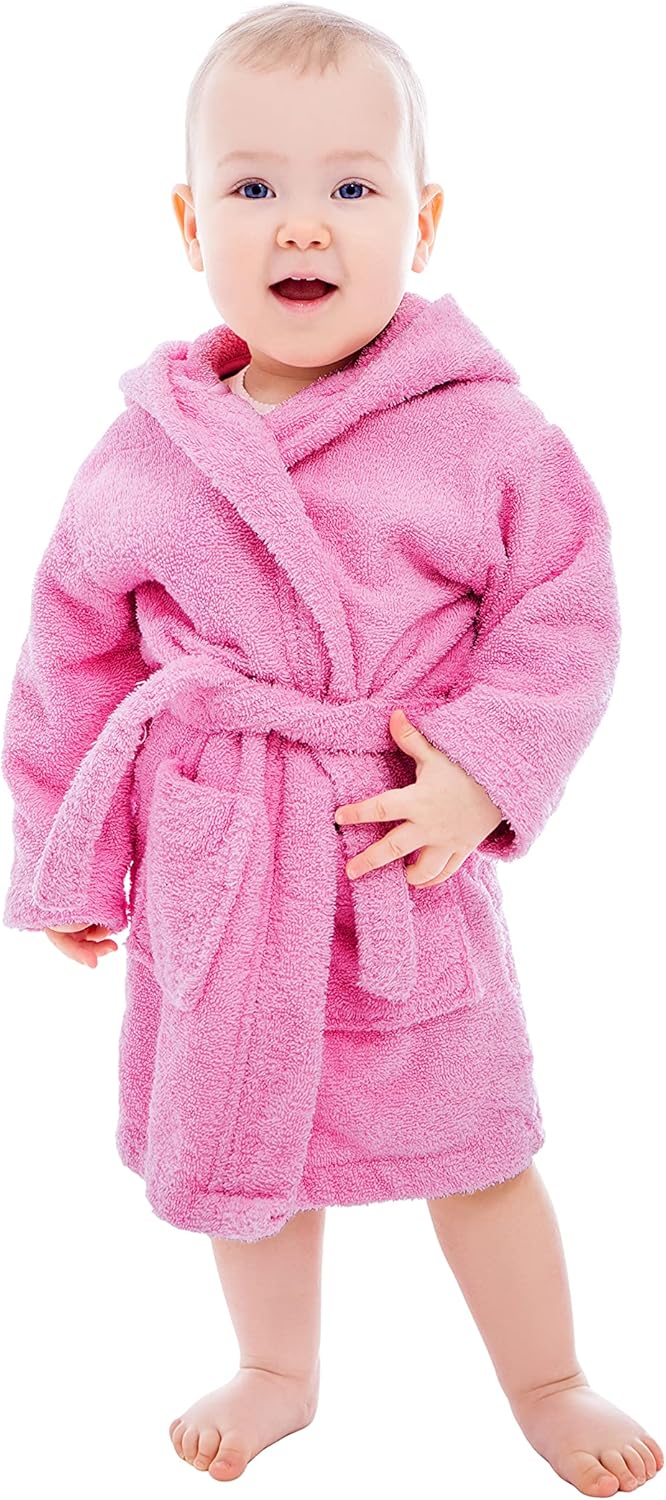 BAGNO MILANO Organic Turkish Cotton Kids Bathrobe, Soft Terry Cotton-Acrylic Hooded Towel Robe for Boys, Girls