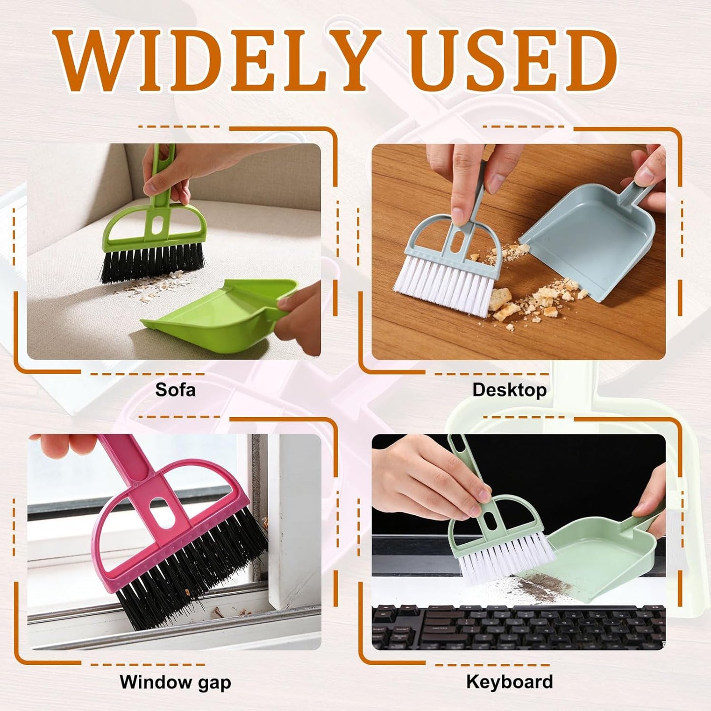 uxcell Mini Dustpan and Brush Set, Small Broom and Dustpan Set for Home Office Tabletops Sofas Keyboards Cleaning, Pink