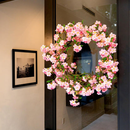 Nearly Natural 30in. Artificial Pink Cherry Blossom Wreath