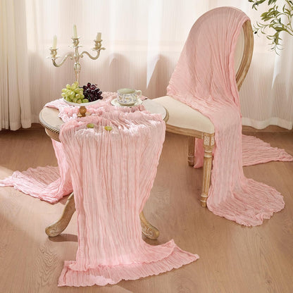Dusty Pink Cheese Cloth Table Runner 120 Inch Boho Rustic Gauze 10 FT Cheesecloth Table Runners Decorations for 4th of July Christmas Birthday Baby Shower Wedding Holiday Home Party Decor