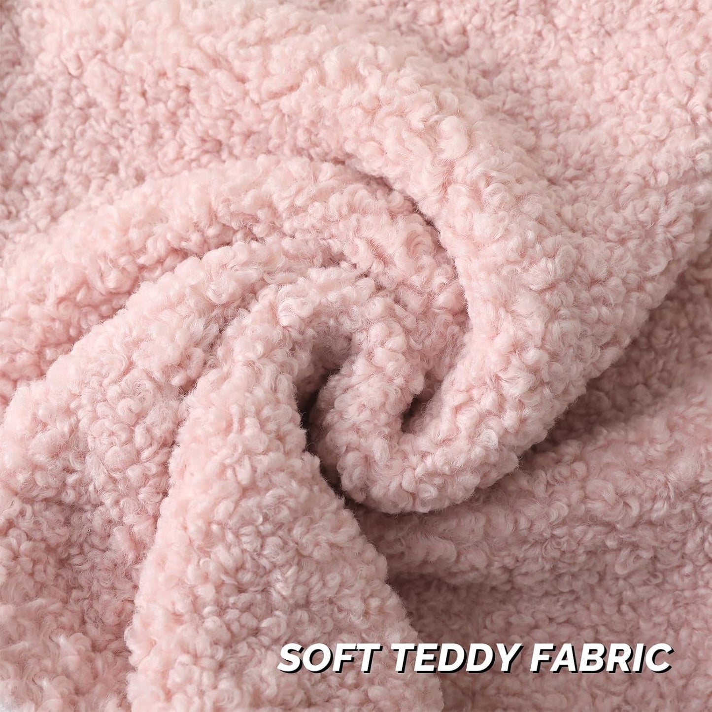 FUTEI Pink Throw Pillow Covers 18x18 Inch Set of 2,Furry Faux Fur Teddy Boucle Textured Cushion Covers,Soft Fluffy Decorative Pillow Case,Home Decor for Couch Bed Living Room Office