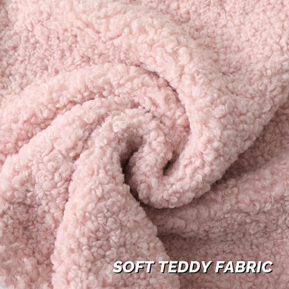FUTEI Pink Throw Pillow Covers 18x18 Inch Set of 2,Furry Faux Fur Teddy Boucle Textured Cushion Covers,Soft Fluffy Decorative Pillow Case,Home Decor for Couch Bed Living Room Office