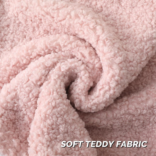 FUTEI Pink Throw Pillow Covers 18x18 Inch Set of 2,Furry Faux Fur Teddy Boucle Textured Cushion Covers,Soft Fluffy Decorative Pillow Case,Home Decor for Couch Bed Living Room Office