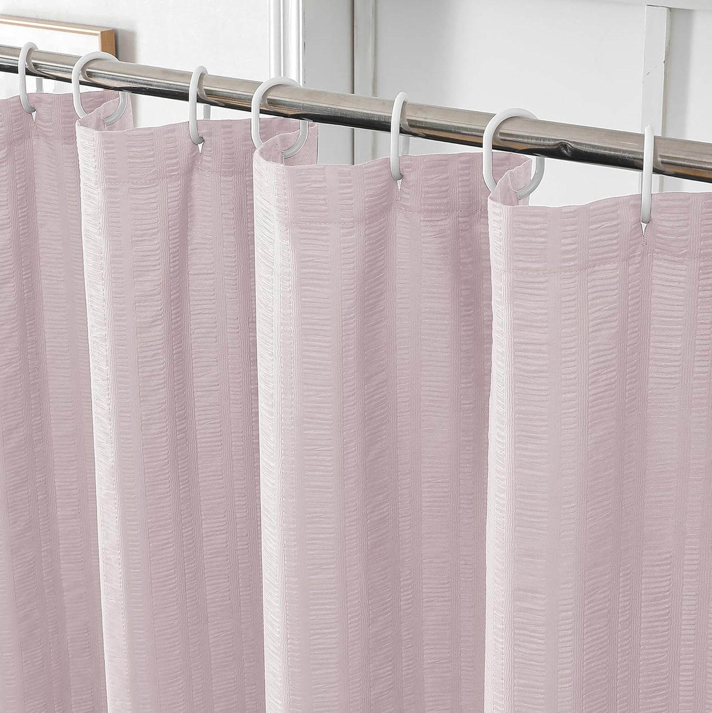 Aiyufeng Moga Stall Fabric Shower Curtain - Soft & Lightweight Small Shower Curtain with Texture for Narrow Stall Size, Machine Washable, 36" Wx72 L, Pink