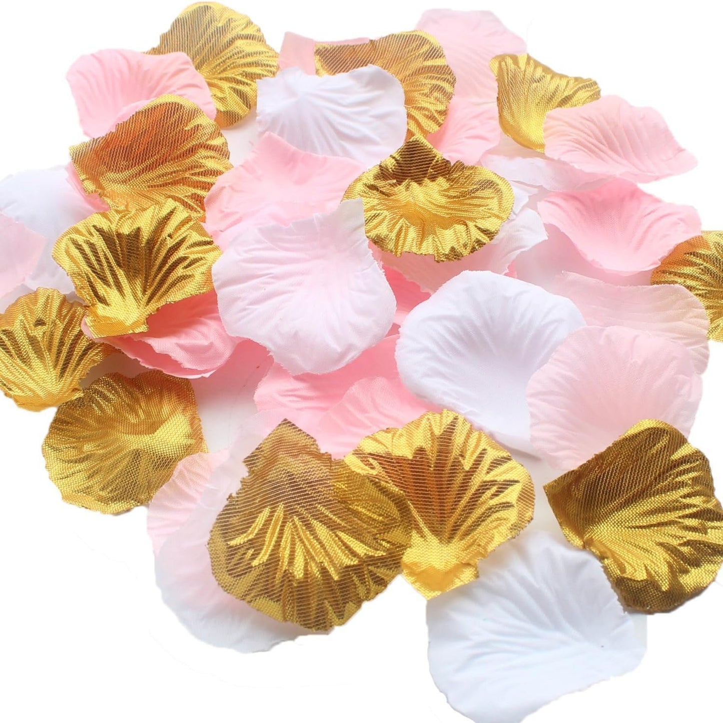 ALLHEARTDESIRES 1200PCS Mixed Pink Gold White Wedding Flower Centerpieces Artificial Flower Table Confetti Scatters Flower Girl Basket Filler Aisle Decor Favor