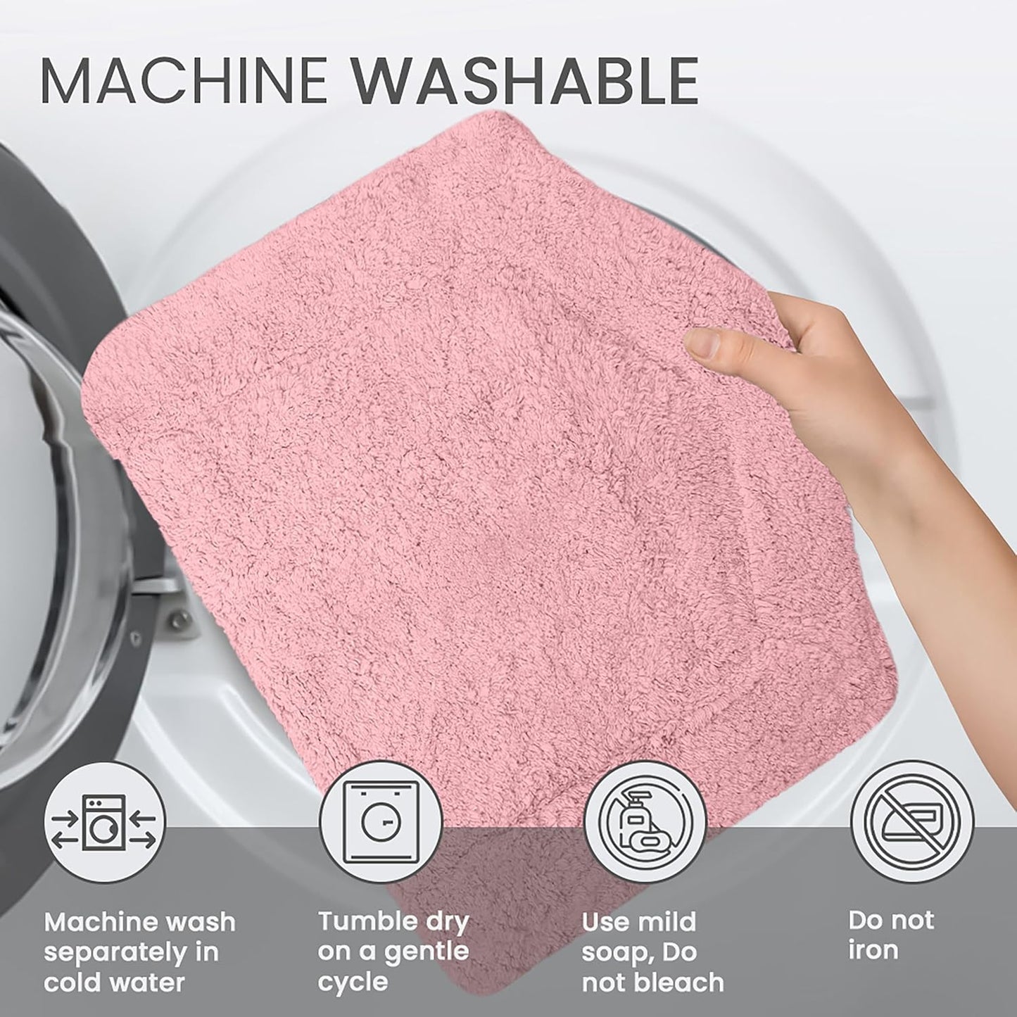 Home Weavers Waterford Collection 100% Cotton Tufted Bath Rug, Extra Soft and Absorbent Bath Rugs, Non-Slip Plush Bath Carpet, Machine Wash, Bath Mat for Bathroom, 20"x20" Contour, Pink