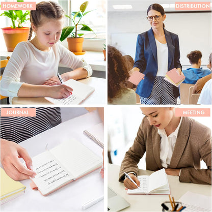 feela 3 Pack Pocket Small Notebook Journals, Mini Cute Hardcover College Ruled Notepad Women Office Supplies, with 3 Black Pens, 3.5”x 5.5”, A6, Pastel Colors, Light Yellow, Light Pink, Pale Orange