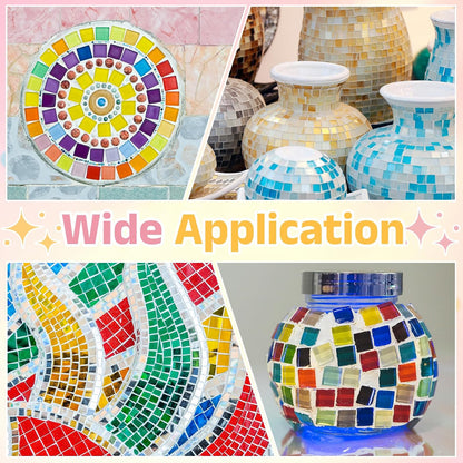 uxcell 300Pcs Glass Mosaic Tiles, 300g Square Crystal Mosaic Glass Crafts Supplies Ceramic Tiles for Crafts Bulk Picture Frames Flowerpots Home Art Decor (0.4 x 0.4 Inch, Peach)