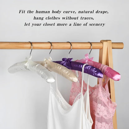 10 Pcs Satin Padded Hangers for Women Clothing, Sweater Hangers No Bump，Anti Slip Cushioned Hangers for Sweaters, for Clothes Sweaters Dresses Suits (10, Light Pink)