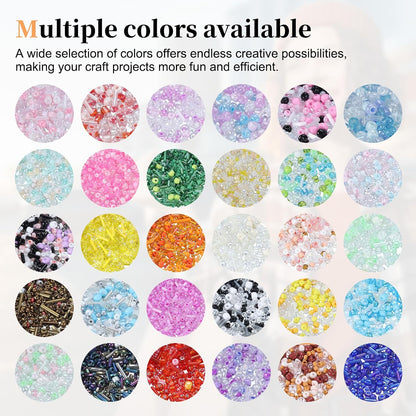 uxcell 1Set Glass Seed Beads, 1.5-4.5mm Small Embroidery Bugle Beads Assorted Tube Bead Loose Kit for Jewelry Making DIY Craft Beading Bracelets Necklace Earring (Peach)