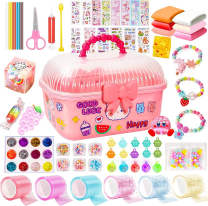 ZESKUU Nano Tape Bubble Kit for Kids - 83Pcs Nano Tape Squishy Maker Kit with Bracelet, Small Bell, Tutorials - DIY Craft Kit Suitable for Birthday Gift Toys for 6 7 8 9 10 11 12 Year Old Boys Girls