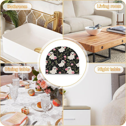 Ghost Pink Rose Pattern Napkin Holder for Table Kitchen Decor Acrylic Paper Napkin Holders for Tissue Dining Room Indoor Outdoor Party Holiday Accessories