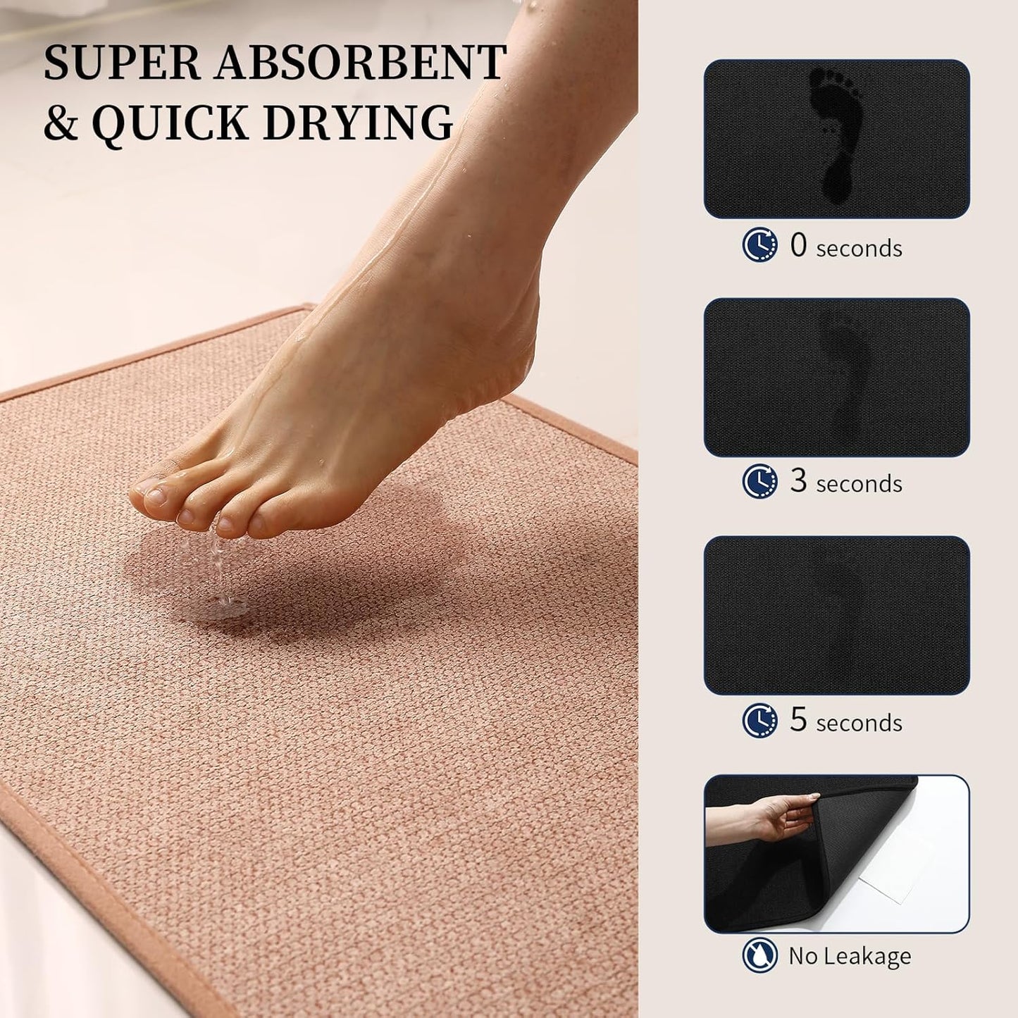 YIHOUSE Pink Bathroom Rugs Sets 3 Piece, Quick Dry Thin Bath Mat with Toilet Rug, Non Slip Absorbent Machine Washable, Bath Runner Rugs for Bathtub Sink Home Decor
