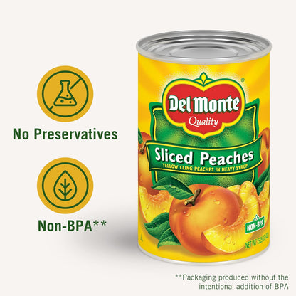 DEL MONTE Yellow Cling Sliced Peaches in Heavy Syrup, Canned Fruit, 15.25 oz Can