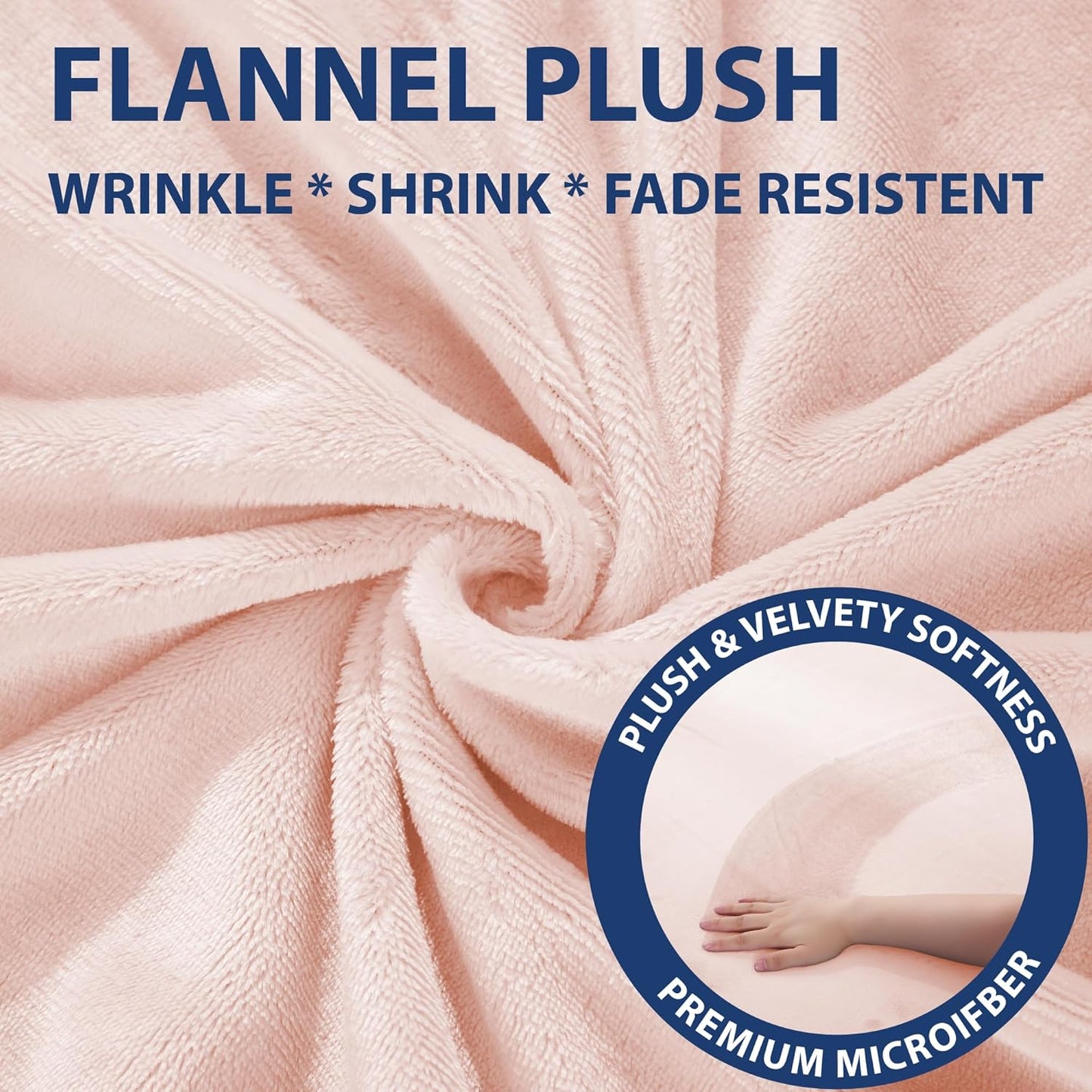 Cathay Home Twin Fitted Sheet, 12" Deep Pocket Ultra Soft Thick Plush Microfiber, All Season Cozy Warmth, Blush
