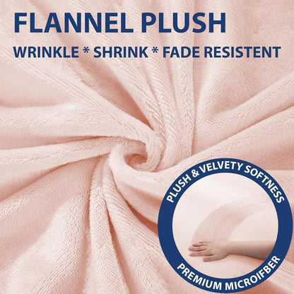 Cathay Home Twin Fitted Sheet, 12" Deep Pocket Ultra Soft Thick Plush Microfiber, All Season Cozy Warmth, Blush