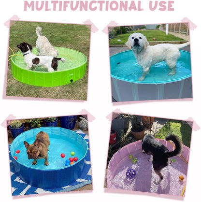 Furrybaby Foldable Dog Pool 32", Hard Plastic Kiddie Pool for Dogs, Collapsible Dog Pool with Rigid PP Core, Non-Slip PVC, Durable Pet Bath Tub for Indoor/Outdoor Backyard, Pink