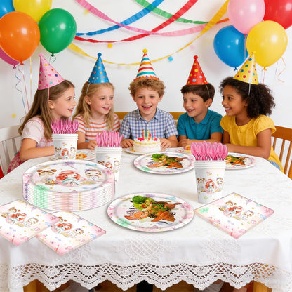 140PCS Spa Party Supplies Pink Makeup Themed Birthday Party Decorations for Girls Child Kids Slumber Sleepover Pajama Tableware Set Plates Napkins Cups Forks Knives for 20 Guests
