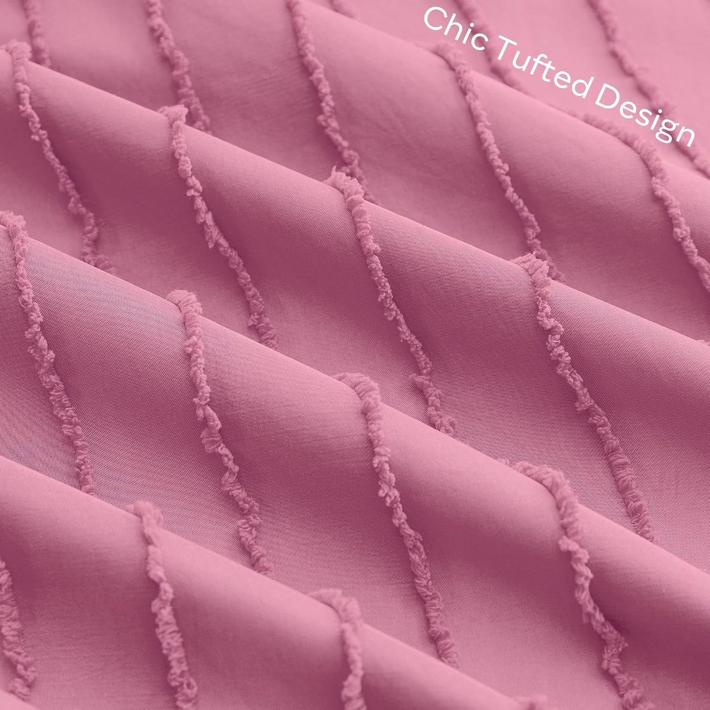 JELLYMONI Pillowcases Standard Size Bright Pink 2 Pack Boho Striped Bed Pillow Covers 20x26in Polyester Envelope Pillow Shams Tufted Bohemian Textured (Pillows are not Included)